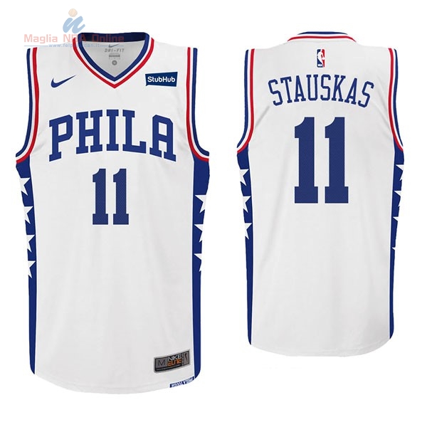 Acquista Maglia NBA Nike Philadelphia Sixers #11 Nik Stauskas Bianco