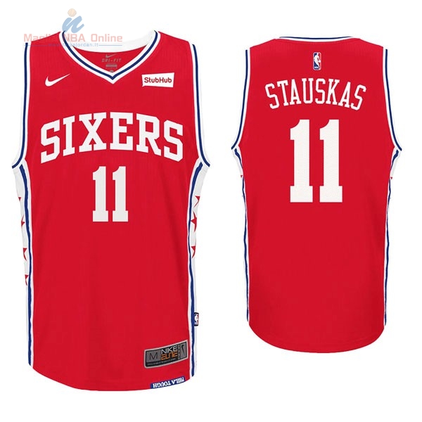 Acquista Maglia NBA Nike Philadelphia Sixers #11 Nik Stauskas Rosso