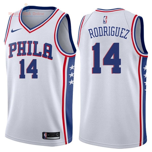 Acquista Maglia NBA Nike Philadelphia Sixers #14 Sergio Rodriguez Bianco Association