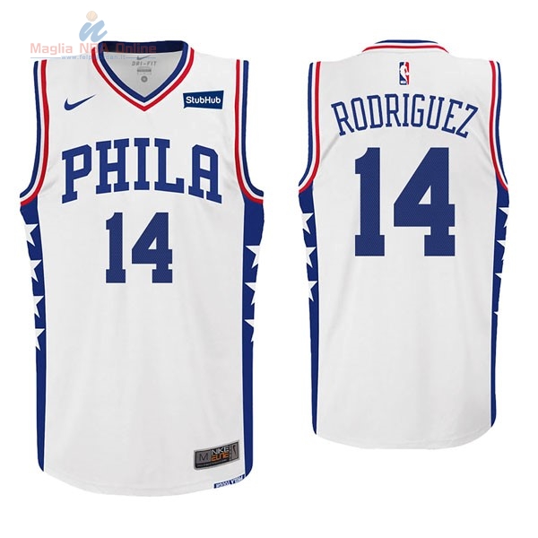 Acquista Maglia NBA Nike Philadelphia Sixers #14 Sergio Rodriguez Bianco