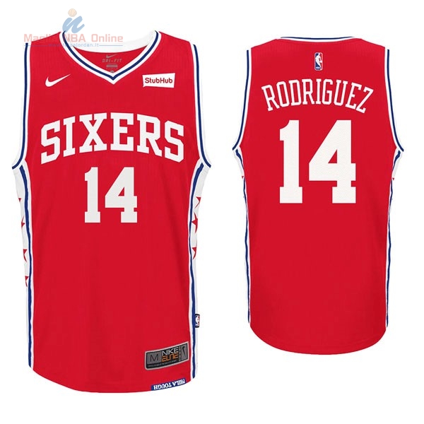 Acquista Maglia NBA Nike Philadelphia Sixers #14 Sergio Rodriguez Rosso