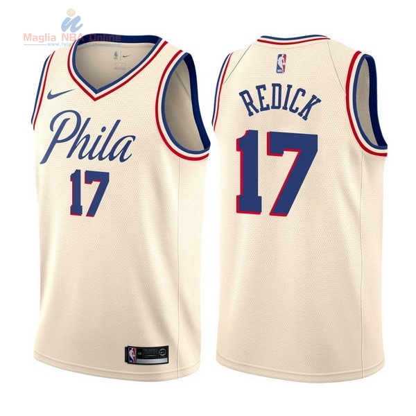 Acquista Maglia NBA Nike Philadelphia Sixers #17 JJ Redick Nike Crema Città