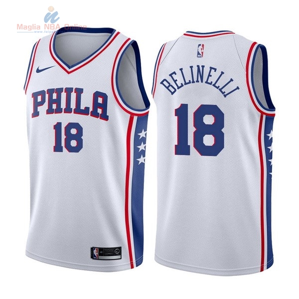 Acquista Maglia NBA Nike Philadelphia Sixers #18 Marco Belinelli Bianco Association