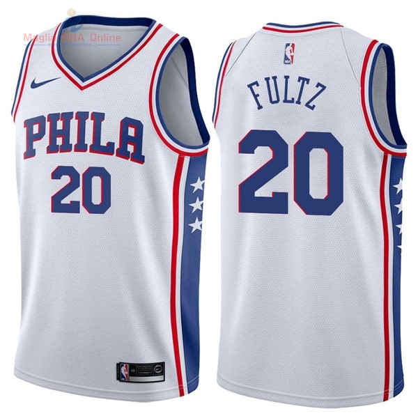 Acquista Maglia NBA Nike Philadelphia Sixers #20 Markelle Fultz Bianco Association