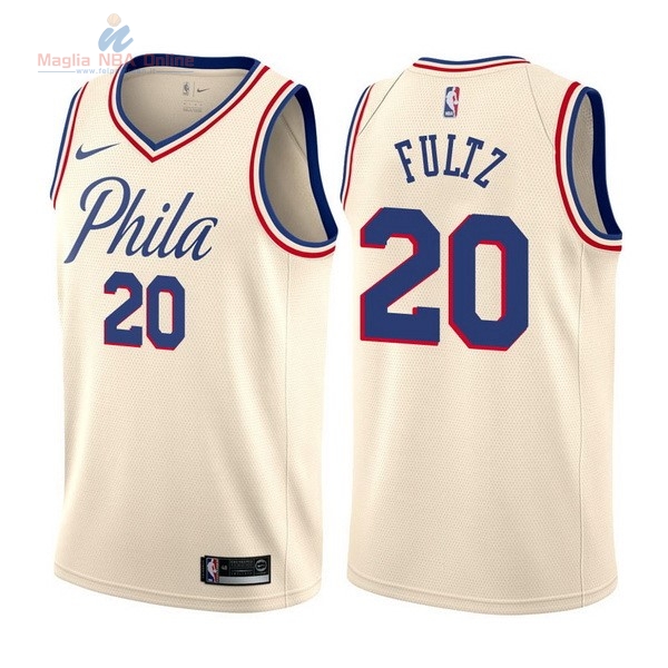 Acquista Maglia NBA Nike Philadelphia Sixers #20 Markelle Fultz Nike Crema City