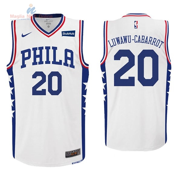 Acquista Maglia NBA Nike Philadelphia Sixers #20 Timothe Luwawu Cabarrot Bianco