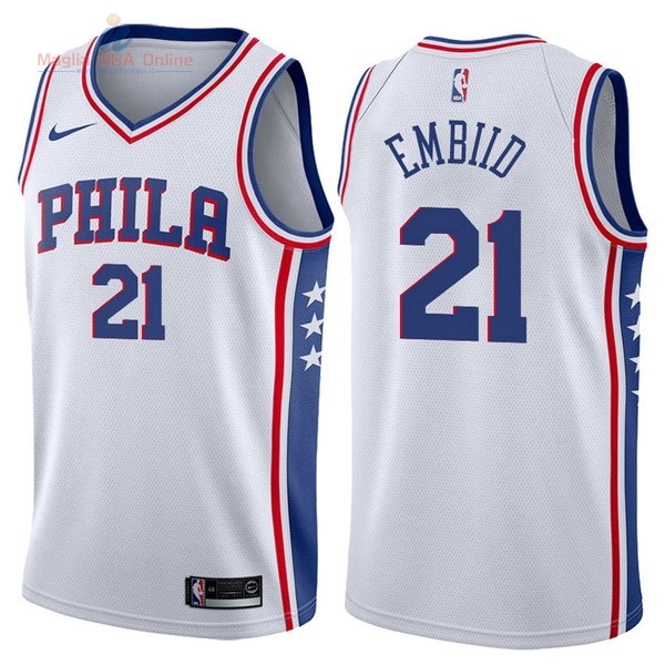 Acquista Maglia NBA Nike Philadelphia Sixers #21 Joel Embiid Bianco Association