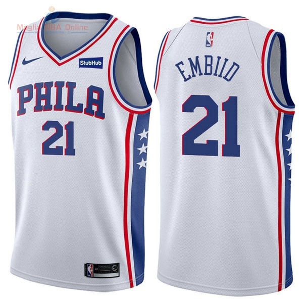 Acquista Maglia NBA Nike Philadelphia Sixers #21 Joel Embiid Bianco