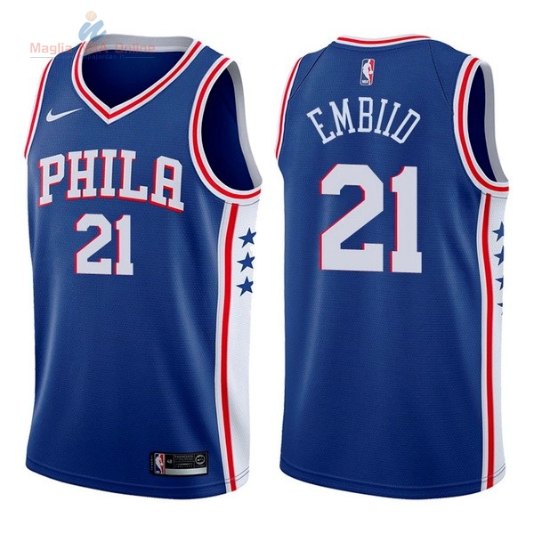Acquista Maglia NBA Nike Philadelphia Sixers #21 Joel Embiid Blu Icon