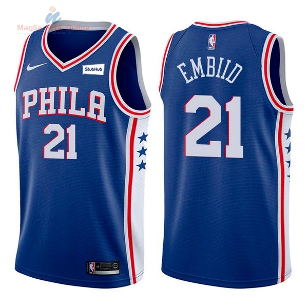 Acquista Maglia NBA Nike Philadelphia Sixers #21 Joel Embiid Blu