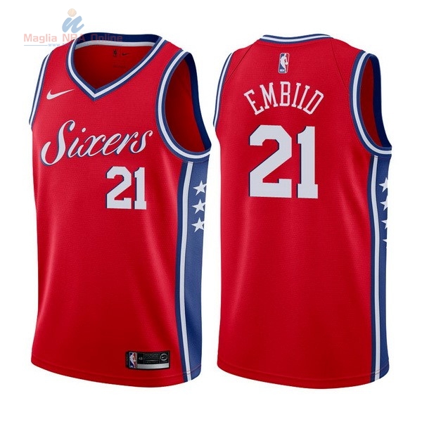 Acquista Maglia NBA Nike Philadelphia Sixers #21 Joel Embiid Rosso Statement