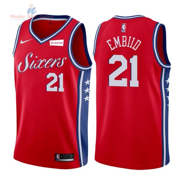 Acquista Maglia NBA Nike Philadelphia Sixers #21 Joel Embiid Rosso
