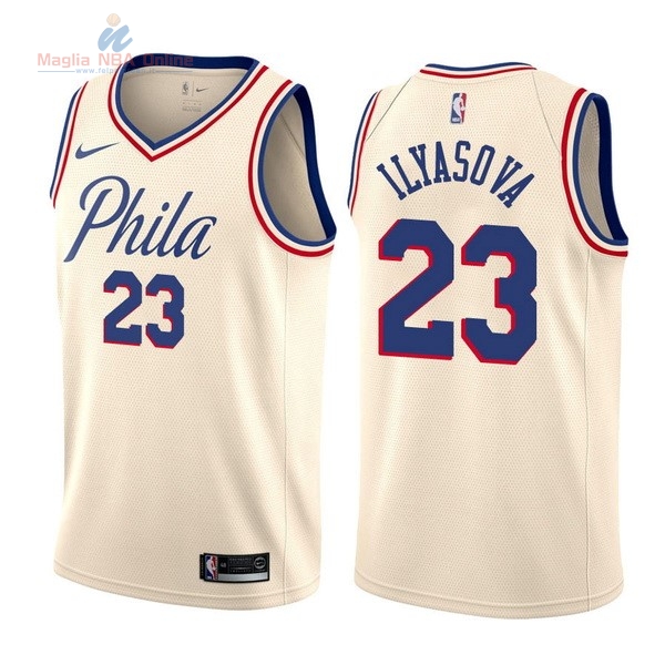 Acquista Maglia NBA Nike Philadelphia Sixers #23 Ersan Ilyasova Nike Crema City