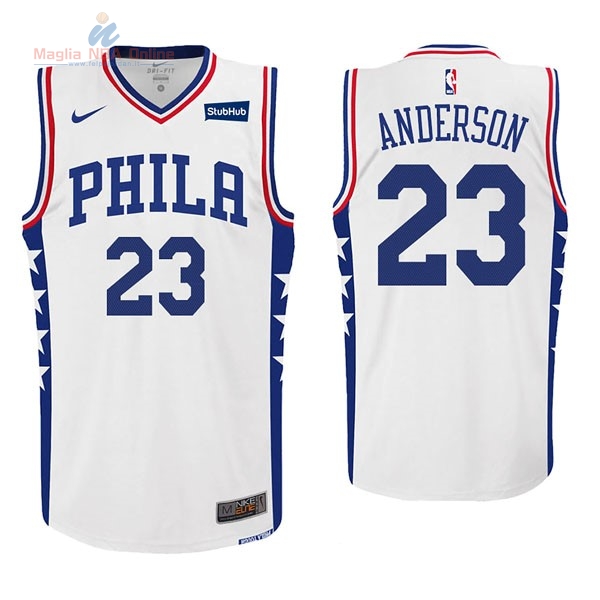 Acquista Maglia NBA Nike Philadelphia Sixers #23 Justin Anderson Bianco