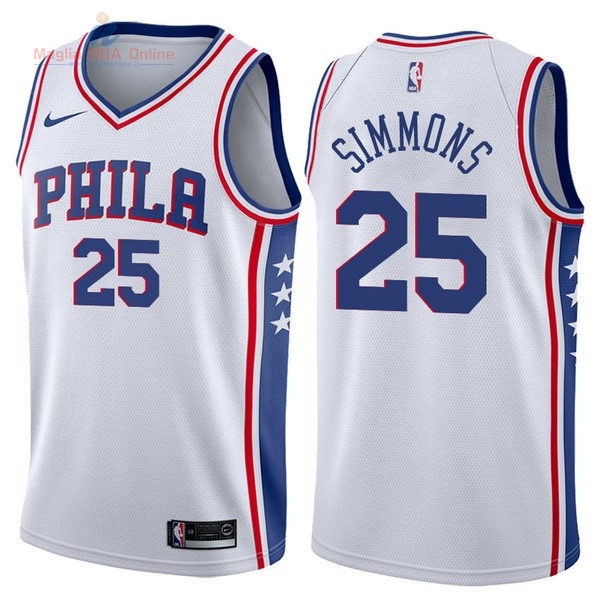 Acquista Maglia NBA Nike Philadelphia Sixers #25 Ben Simmons Bianco Association