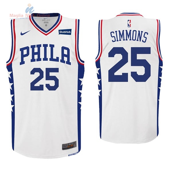 Acquista Maglia NBA Nike Philadelphia Sixers #25 Ben Simmons Bianco