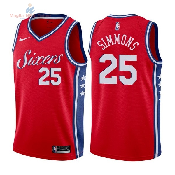 Acquista Maglia NBA Nike Philadelphia Sixers #25 Ben Simmons Rosso Statement
