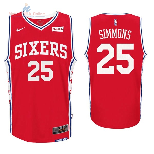 Acquista Maglia NBA Nike Philadelphia Sixers #25 Ben Simmons Rosso