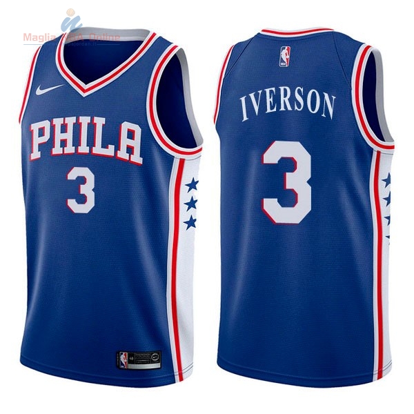 Acquista Maglia NBA Nike Philadelphia Sixers #3 Allen Iverson Blu Icon