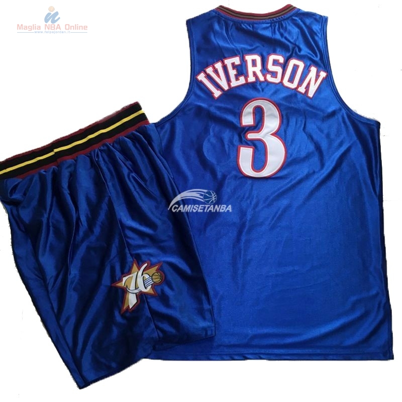 Acquista Maglia NBA Nike Philadelphia Sixers #3 Allen Iverson Blu