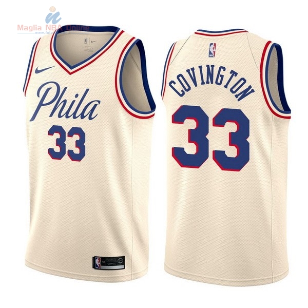 Acquista Maglia NBA Nike Philadelphia Sixers #33 Robert Covington Nike Crema Città