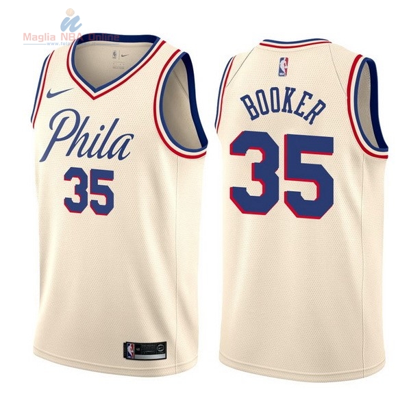 Acquista Maglia NBA Nike Philadelphia Sixers #35 Trevor Booker Nike Crema Città