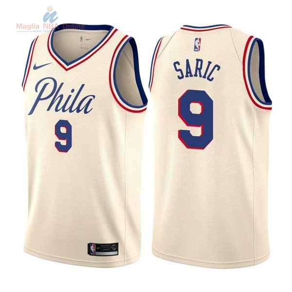 Acquista Maglia NBA Nike Philadelphia Sixers #9 Dario Saric Nike Crema Città