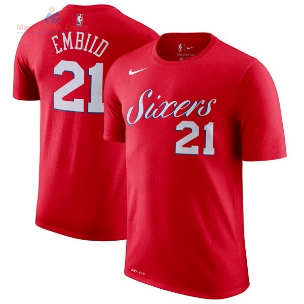 Acquista Maglia NBA Nike Philadelphia Sixers Manica Corta #21 Joel Embiid Rosso