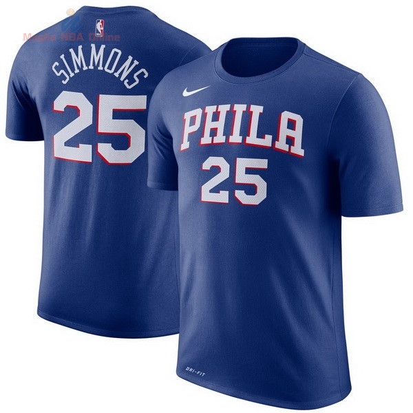 Acquista Maglia NBA Nike Philadelphia Sixers Manica Corta #25 Ben Simmons Blu