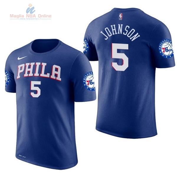 Acquista Maglia NBA Nike Philadelphia Sixers Manica Corta #5 Amir Johnson Blu