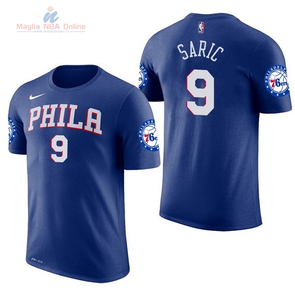 Acquista Maglia NBA Nike Philadelphia Sixers Manica Corta #9 Dario Saric Blu