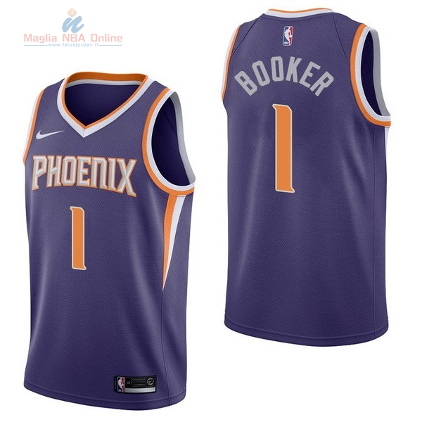 Acquista Maglia NBA Nike Phoenix Suns #1 Devin Booker Porpora Icon