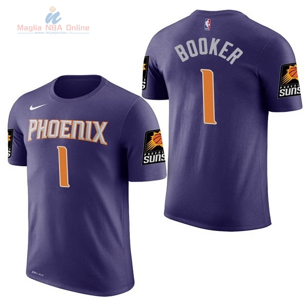 Acquista Maglia NBA Nike Phoenix Suns Manica Corta #1 Devin Booker Porpora