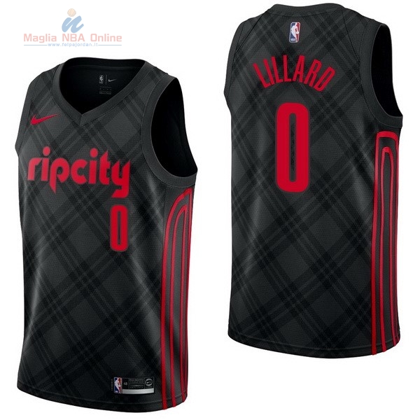 Acquista Maglia NBA Nike Portland Trail Blazers #0 Damian Lillard Nike Nero Città