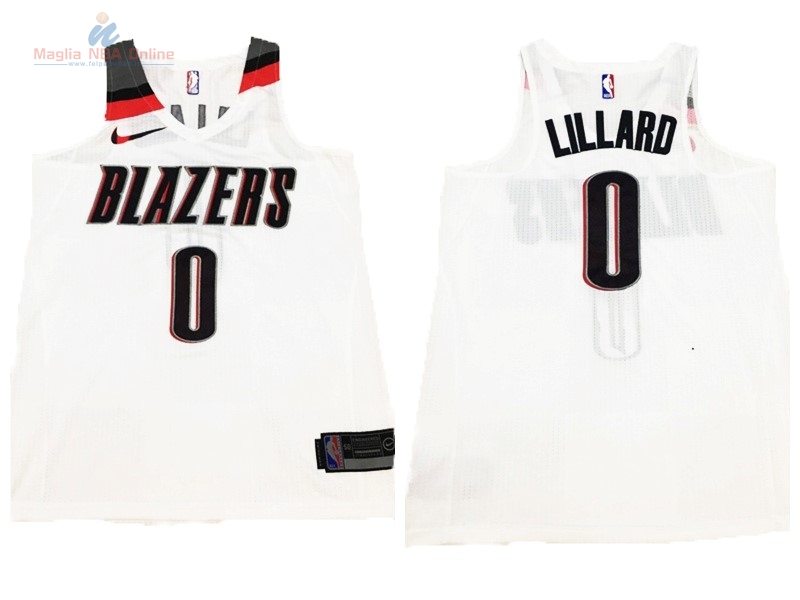 Acquista Maglia NBA Nike Portland Trail Blazers #0 Damian Lillard Tutto Bianco