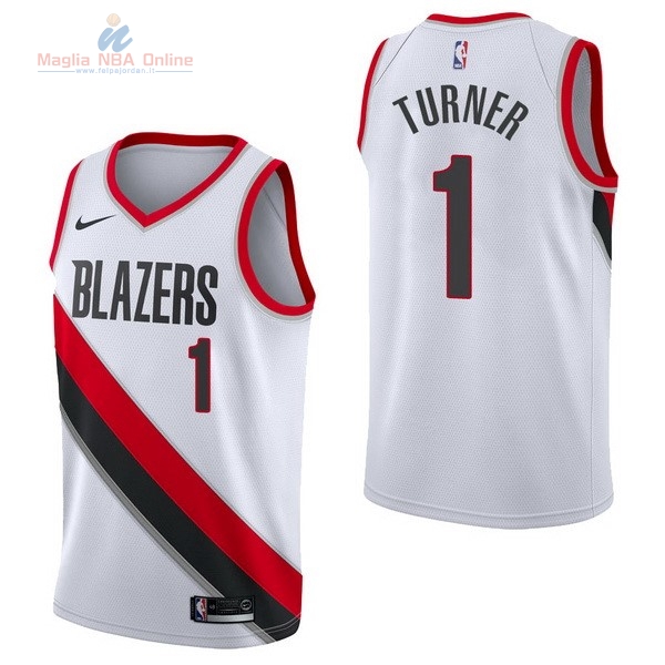 Acquista Maglia NBA Nike Portland Trail Blazers #1 Evan Turner Bianco Association