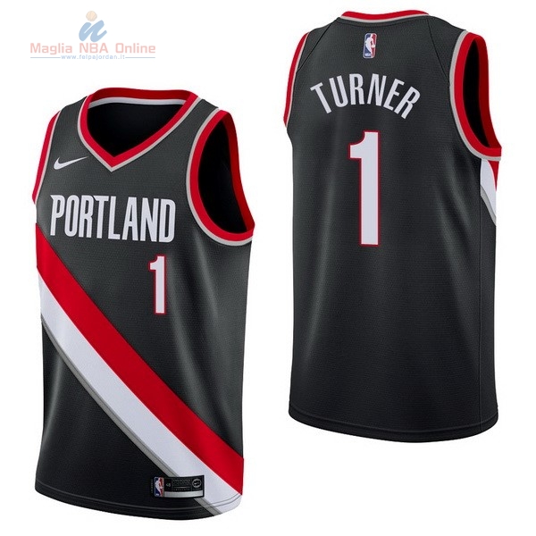 Acquista Maglia NBA Nike Portland Trail Blazers #1 Evan Turner Nero Icon