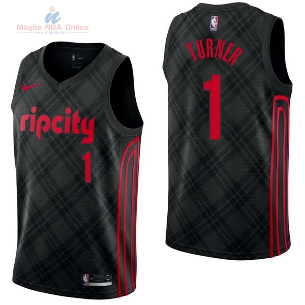 Acquista Maglia NBA Nike Portland Trail Blazers #1 Evan Turner Nike Nero Città