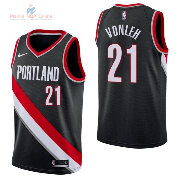 Acquista Maglia NBA Nike Portland Trail Blazers #21 Noah Vonleh Nero Icon