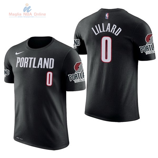 Acquista Maglia NBA Nike Portland Trail Blazers Manica Corta #0 Damian Lillard Nero