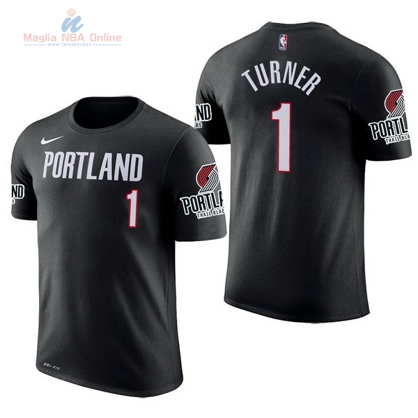 Acquista Maglia NBA Nike Portland Trail Blazers Manica Corta #1 Evan Turner Nero