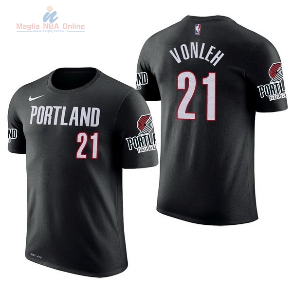 Acquista Maglia NBA Nike Portland Trail Blazers Manica Corta #21 Noah Vonleh Nero