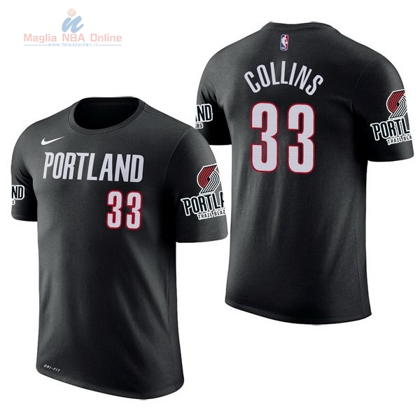 Acquista Maglia NBA Nike Portland Trail Blazers Manica Corta #33 Zach Collins Nero