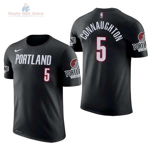 Acquista Maglia NBA Nike Portland Trail Blazers Manica Corta #5 Pat Connaughton Nero