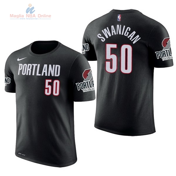 Acquista Maglia NBA Nike Portland Trail Blazers Manica Corta #50 Caleb Swanigan Nero