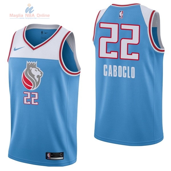Acquista Maglia NBA Nike Sacramento Kings #22 Marroneo Caboclo Nike Blu Città