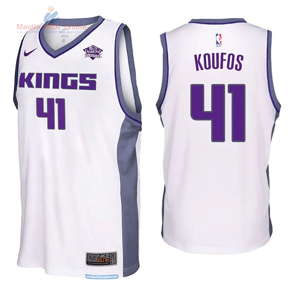 Acquista Maglia NBA Nike Sacramento Kings #41 Kosta Koufos Bianco