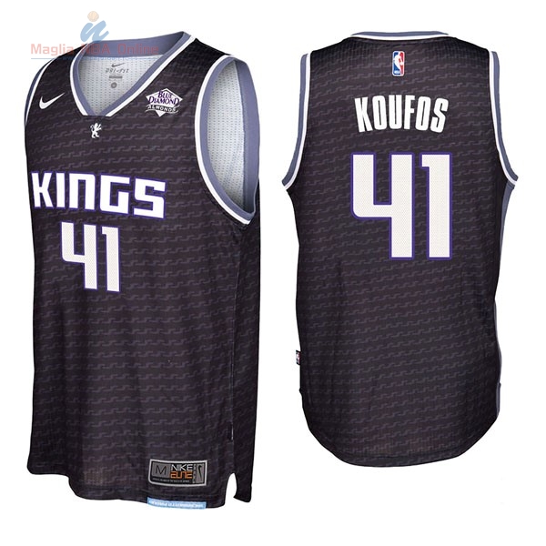 Acquista Maglia NBA Nike Sacramento Kings #41 Kosta Koufos Nero