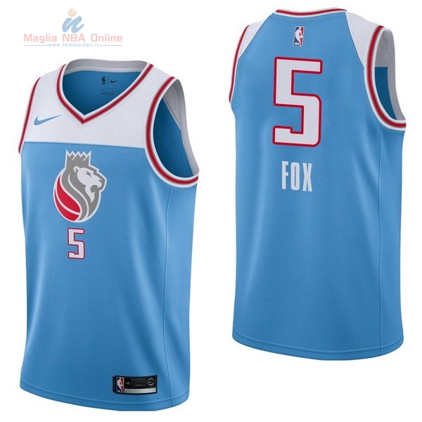Acquista Maglia NBA Nike Sacramento Kings #5 De'Aaron Fox Nike Blu Città