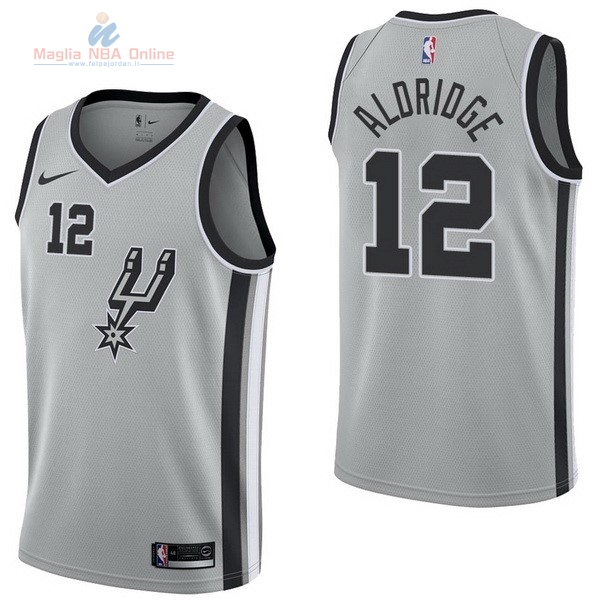 Acquista Maglia NBA Nike San Antonio Spurs #12 LaMarcus Aldridge Grigio Statement